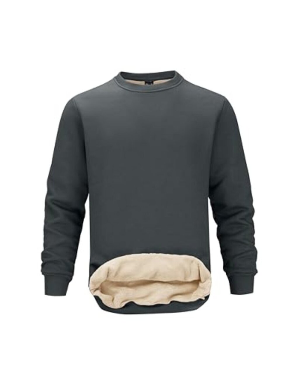 Mens Sherpa Lined Fleece Crewneck Sweatshirt Warm Thick Pullover